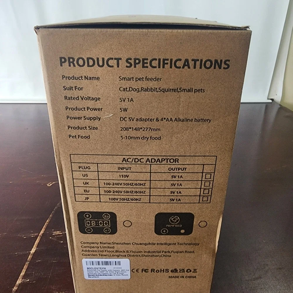 Smart Pet Feeder Cat Dog Digital Panel Verion‎ With Camera